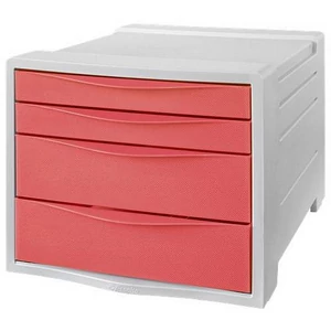 Irattároló műanyag Esselte 4 fiókos,Colour`Breeze, áttetsző korall E628456