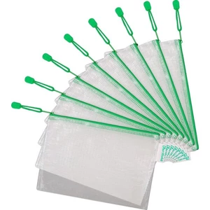 Irattartó tasak A5 djois Cipzáras PVC, hálós, 220x150 mm, zöld 