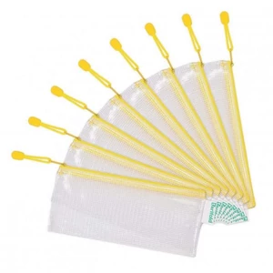 Irattartó tasak DL djois Cipzáras csekk, PVC, hálós, 250x130 mm sárga