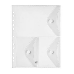 Irattartó tasak Viquel A4, PP, patentos, 3 rekeszes, Pockets áttetsző