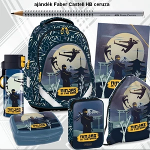 Iskolatáska szett Ars Una 25 Ninjas in the dark táska, tolltartó tornazsák, kulacs, uzsidob. gumis mappa