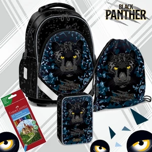 Iskolatáska szett Ars Una 26 Black Panther Új iskolatáska, tolltartó tornazsák