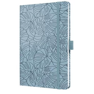 Jegyzetfüzet Sigel exkluzív, 135x203 mm, vonalas, 87 lap keményfedeles, Jolie, Blue Monstera