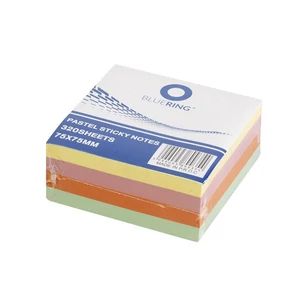 Jegyzettömb öntapadós 75x75mm 320 lap, vegyes pasztell színek BlueRing