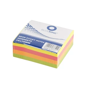 Jegyzettömb öntapadós 76x76mm 320 lap, vegyes neon színek BlueRing