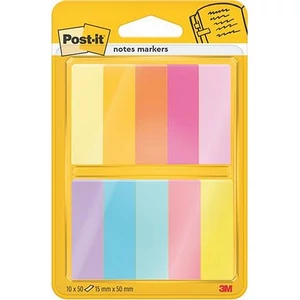 Jelölőcímke 3M Postit papír, 10x50 lap, 15x50 mm, vegyes