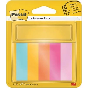 Jelölőcímke 3M Postit papír, 5x50 lap, 15x50 mm, Beachside