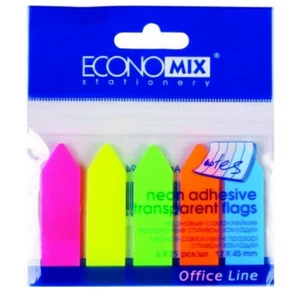 Jelölőcímke Economix 12x45mm C 125lap műanyag széles5szín Papiron oldaljelölő