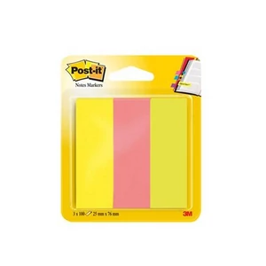 Jelölőcímke papír 25x76mm 3x100 lap 3M POSTIT, vegyes neon színek LP72768