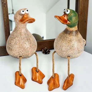 Kacsa lógólábú ültethető 12cm Kőedény barna figura kézzel festett (2-féle) 1db/ár SDGW26