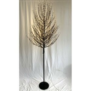 Karácsonyi dekor 1700 ledes fa melegfehér fényű, 250cm fekete színű műanyag dekor fa