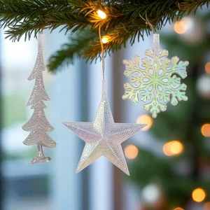Karácsonyi dekor akasztós 24' glitteres, 3 féle, 0.8cmx10.5cmx10.5cm sdkae