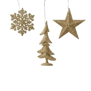 Karácsonyi dekor akasztós 24' glitteres, 3 féle, 0.8cmx10.5cmx10.5cm sdkae