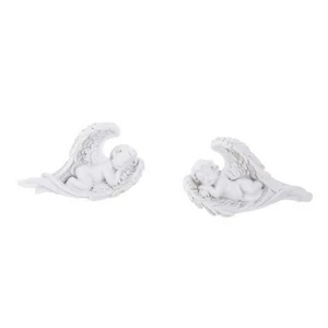 Dekor angyal 21' fekvő öntapadós poly 6,6x4,3x1,4cm fehér S/2