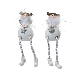 Dekor angyal 24' lógólábú, 2 féle, glitteres 5cmx4.8cmx16cm sdkae