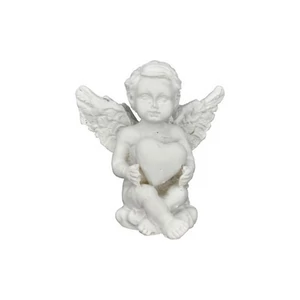 Dekor angyal szívvel poly 3,8x2,5x4cm fehér, 3db/szett