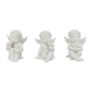 Dekor angyal rózsával, ülő poly 4,7x6,4cm 3 féle, fehér
