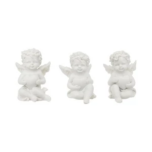 Dekor angyal szívvel, ülő poly 4,5x5,3x6,3cm 3 féle, fehér