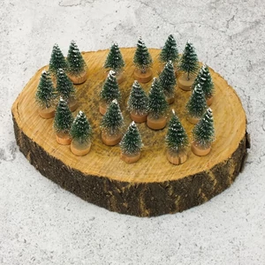 Karácsonyi dekor fenyőfa 4cm, zöld 4db/csomag