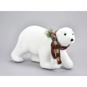 Karácsonyi dekor figura Jegesmedve sállalnagy 10x30x17cm Karácsonyi dekoráció