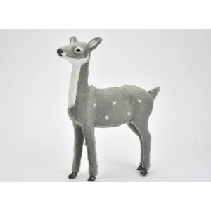 Karácsonyi dekor figura Szürke őz prémium 21cm (fehér foltos) Karácsonyi dekoráció