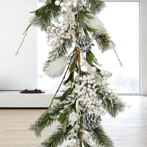 Karácsonyi dekor girland 24' beltéri, fehér 180cmx9cm sdkae