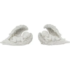 Karácsonyi dekor kerámia Angyal szárnyán fekvő glitteres 6,5x3x4 cm 2 féle