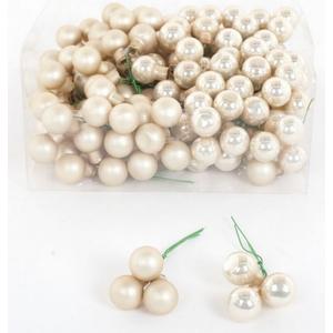 Karácsonyi 2cm gömb pezsgő fényes matt s/144 üveg 3db/fonat 