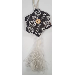 Karácsonyi dekor textil csillag dísz bojttal norvégmintás10x17cm