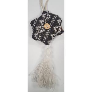 Karácsonyi dekor textil csillag dísz bojttal norvégmintás10x17cm 