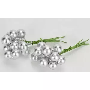 Karácsonyi gyöngy pick 1cm Gyöngy betűzős ezüst 24db/csomag [5998997714756]