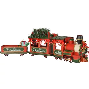 Karácsonyi óriás vonat 1méter fenyőfával, ajándékkal, csengővel 100cmx16.3cmx30cm sdkae