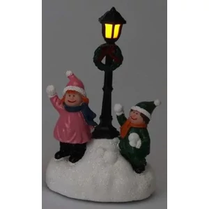 Téliváros karácsonyi dioráma ' LED-del, téli jelenet lámpással : 8x6x13 cm kpm müködtetés elemmel