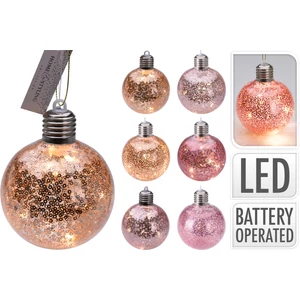 Karácsonyfa gömb 9cm üveg,6féle szín glitteres glitteres kpm