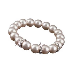 Karkötő  SWAROVSKI® gyöngyből gyöngyházfehér fehér rondella 10mm kristállyal ART CRYSTELLA®