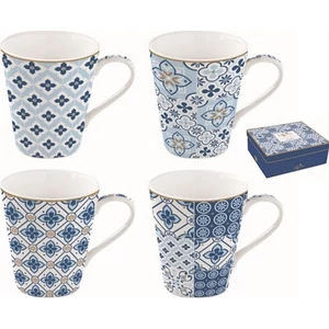 Bögre Kávés Porcelán készlet 4db-os, 260ml-es, Coffe Mania Tiles Blue 