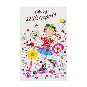 Képeslap 7 ARGUS 17-6035 Szülinap kislány rollerrel zsebe 