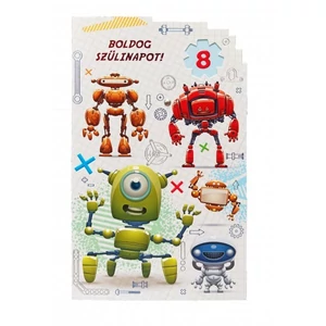 Képeslap 8 ARGUS 17-6049 Szülinap fiús robotok tekerős
