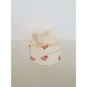 Ovális dobz kerámia 15,5x11,5x8,5cm Violin rózsás, kézzel festett