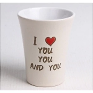 Kerámia Pohár 115ml ívelt I Love You feliratos szíves krém színű 172232