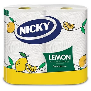 Kéztörlő tekercses 2 2 rétegű 90lap Nicky citrom