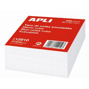 Kockatömb Apli 80x80mm ragasztott, fehér (500lap/csom) Irodai kiegészítők