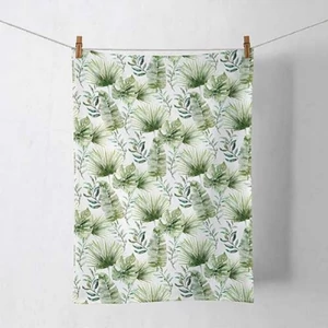 Konyharuha 50x70cm Jungle leaves white 100% pamut