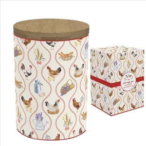Konyhai tároló porcelán Country Life bambusz fedéllel, 11x16cm, dobozban