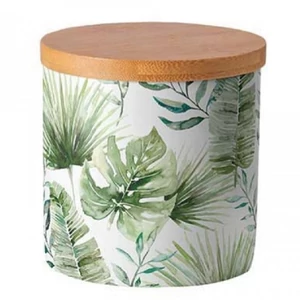 Konyhai tároló Porcelán Jungle leaves white 10x10cm