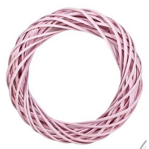 Koszorú alap vesszőből rattan koszorú, 40cm pink