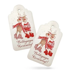 Fa tábla nyomtatott Vintage karácsonyi tábla, 2db/csomag Boldogságos Karácsonyt!, 9x5cm