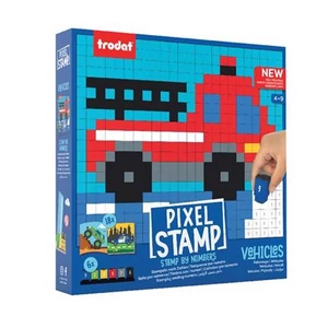 Kreatív foglalkoztató füzet bélyegzős TRODAT "Creativ Pixelstamp" járművek