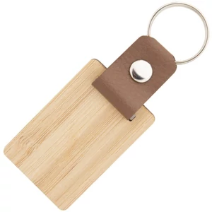 Kulcstartó fa Ferta Bambusz furnérból és műbőrből készült téglalap, 5x3,5cm