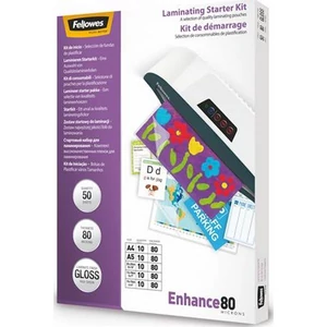 LamináLó fólia 80 mik Fellowes Meleglamináló-fólia fényes,50 db